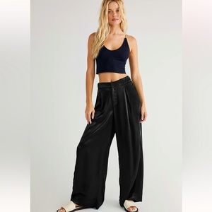 Free People good days satin trouser in black! Like new condition! Worn once!